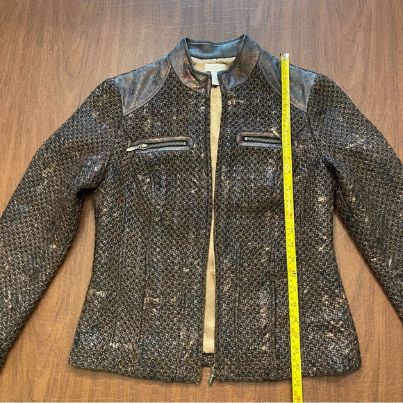 Chico’s Women’s Brown Metallic Tweed Zip Front Lined Jacket Blazer Size 0 S/4 - Picture 15 of 15